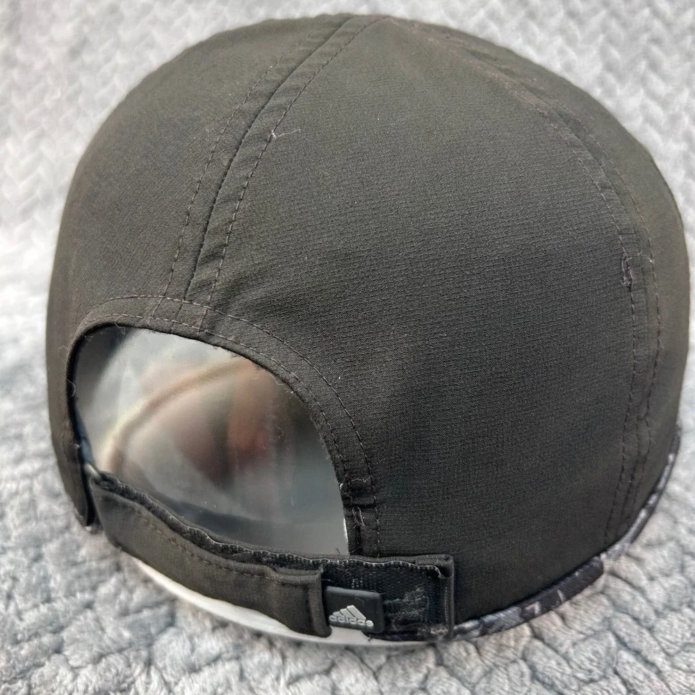 Adidas Logo Unisex Black Adizero Running Hat Adjustable Camo Trim OSFM